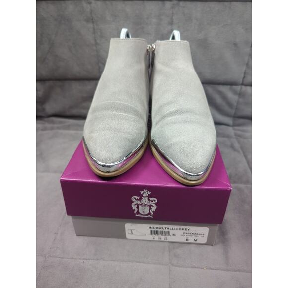 Fergie Booties Womens 8 Indigo, Talliogrey Suede Faux Snake Skin Zipper - Picture 2 of 16